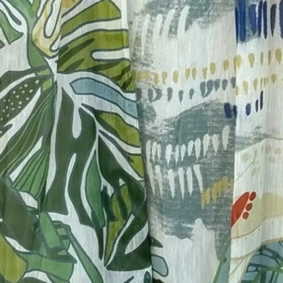 Leo Lin Botanical Print Knee-Length Strapless A-Line Linen Silk Dress US Size 2 - Picture 7 of 10